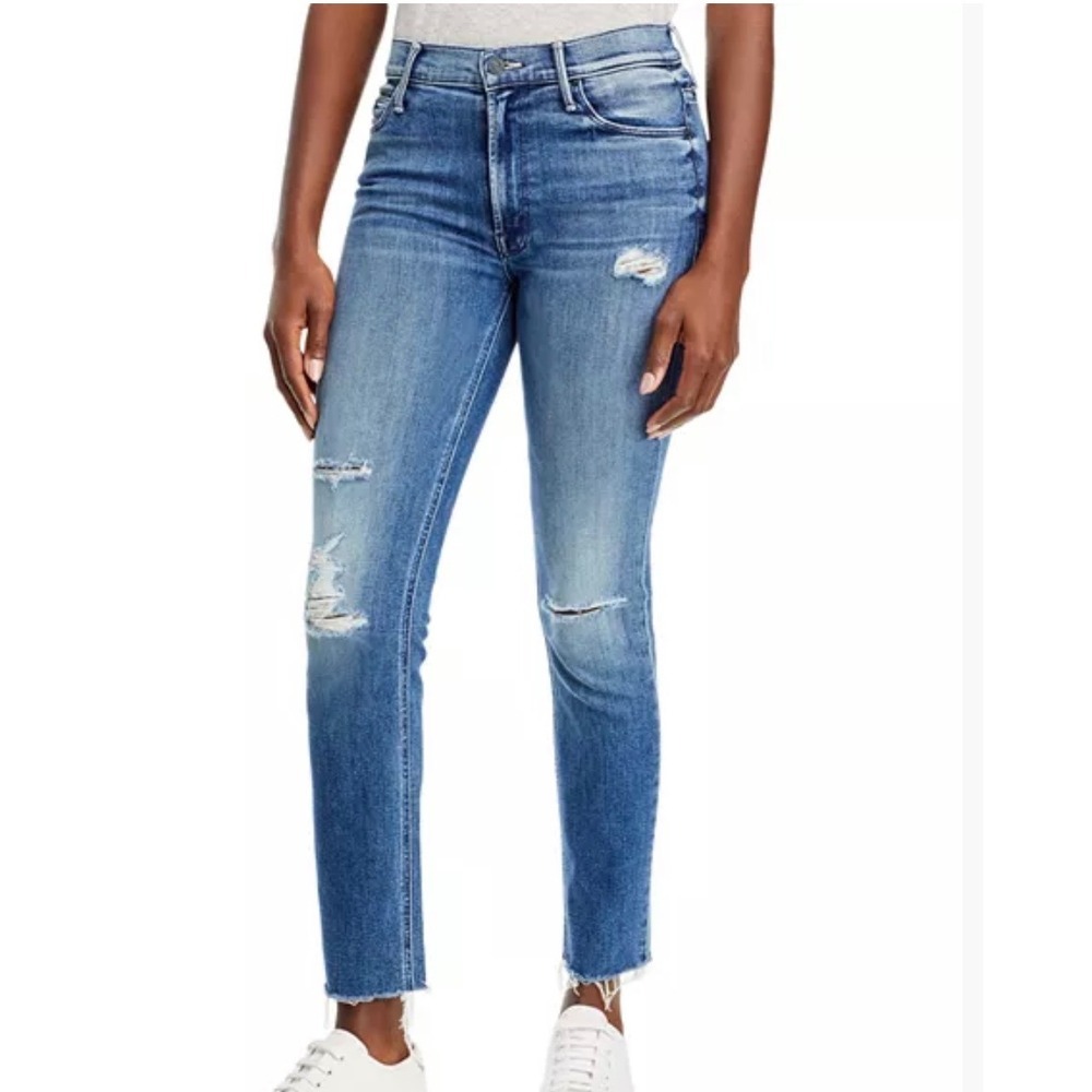 Mother The Mid Rise Dazzler Ankle Fray in Weekend Warrior SZ 27 Casual Denim